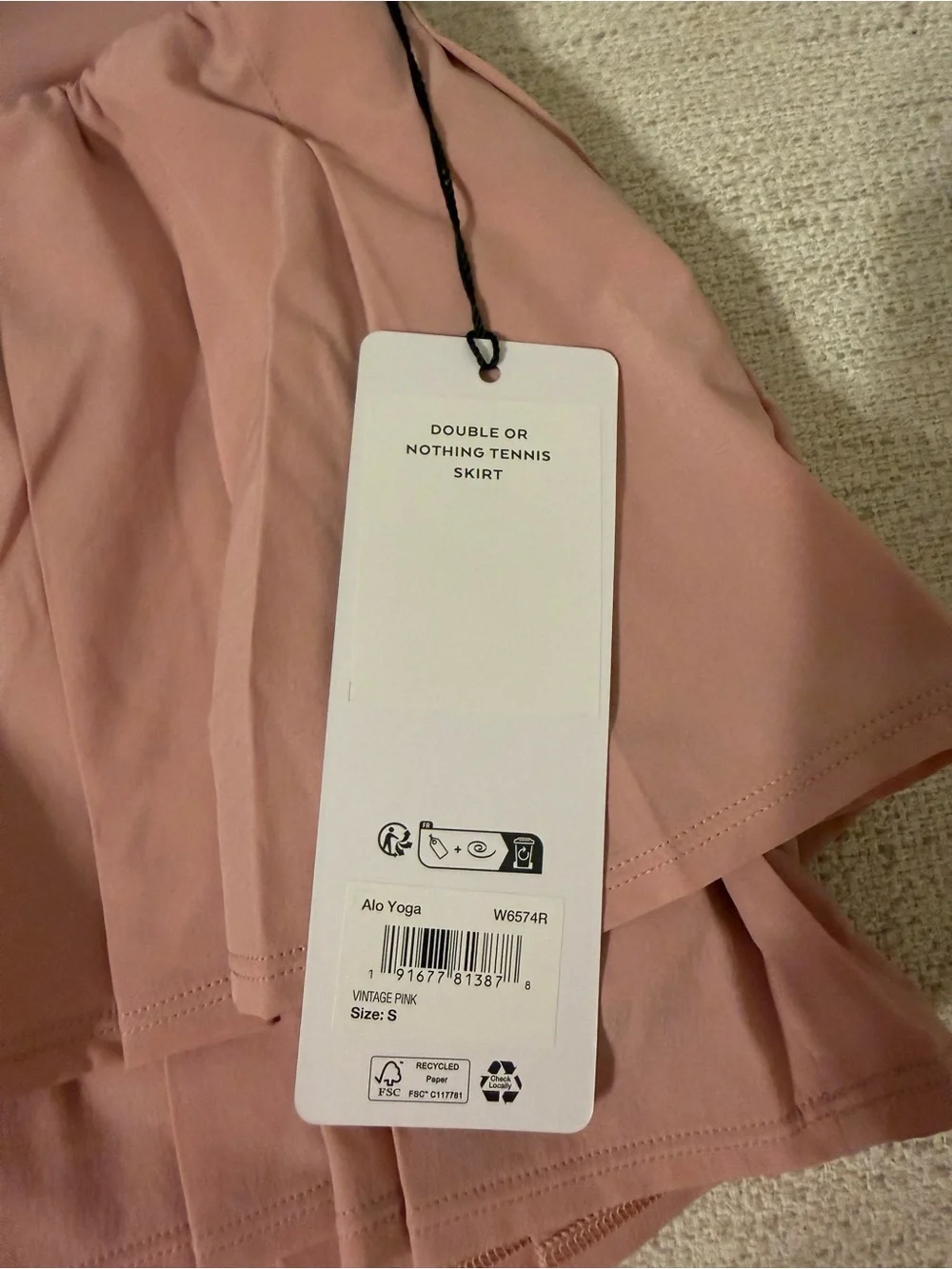 Alo Yoga Double or Nothing Vintage Pink Layered Tennis Skirt Small NWT